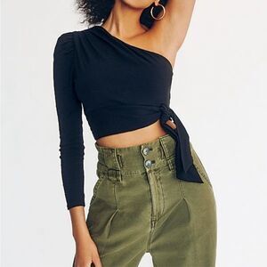 Free People Carmen Puff Sleeve Cropped Long Sleeve Blouse xs